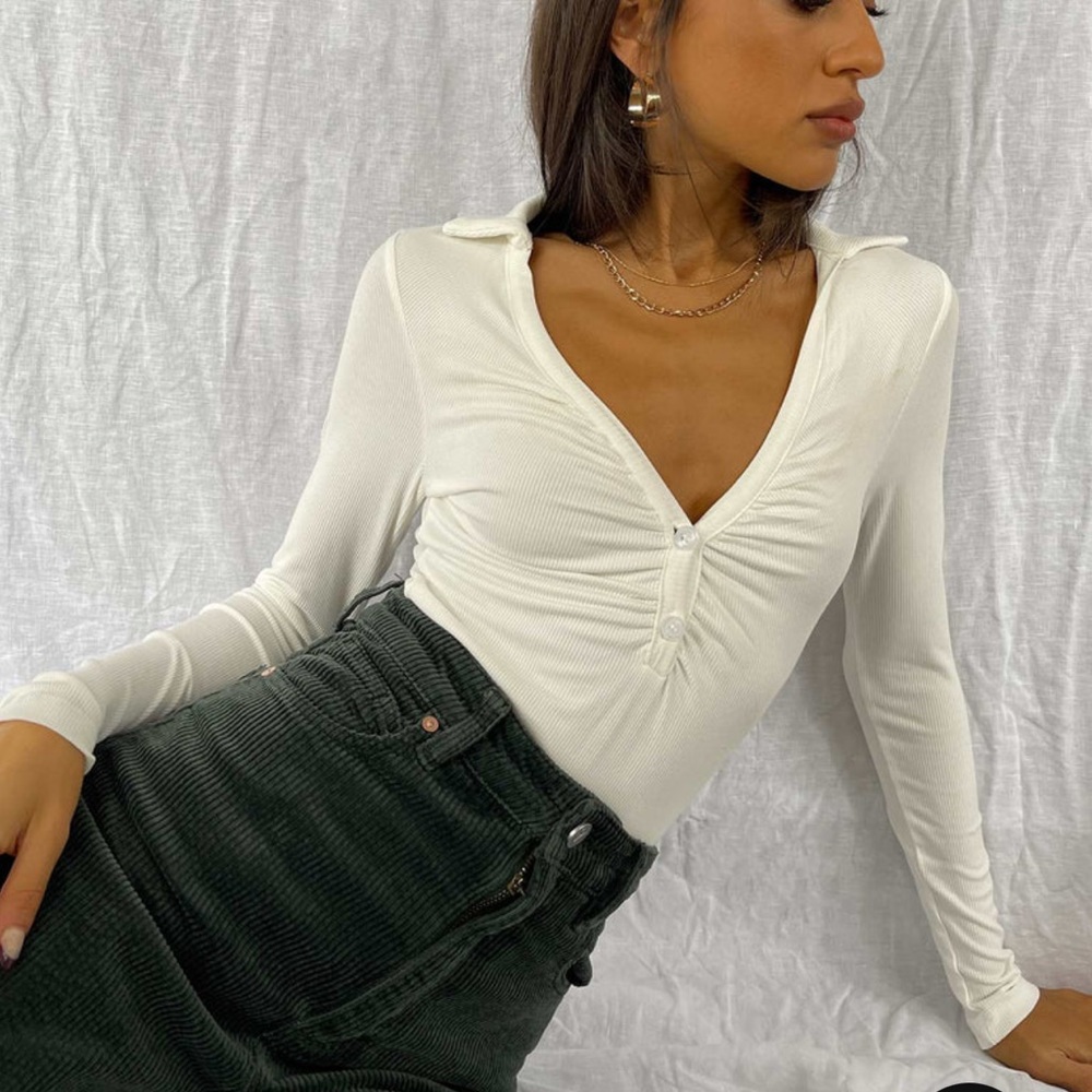 Princess Polly HAZLETT LONG SLEEVE RIBBED BODYSUIT